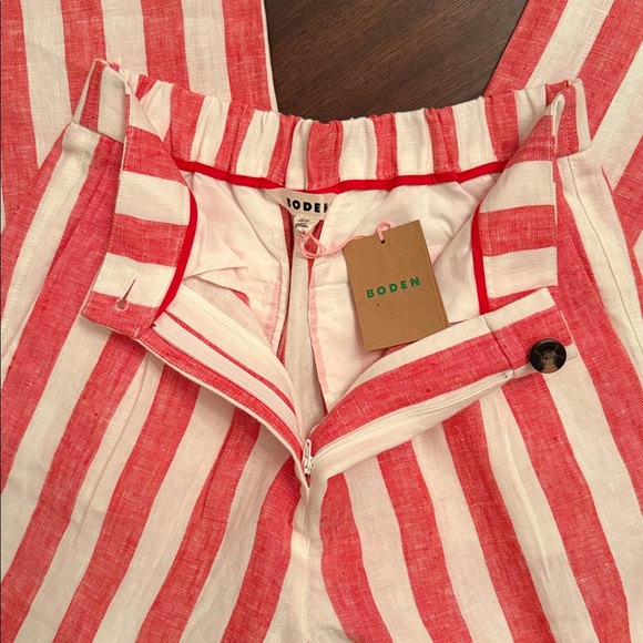 NWT Boden Linen Wide Leg Dulwich Pants in Red & White Stripes - Picture 4 of 5